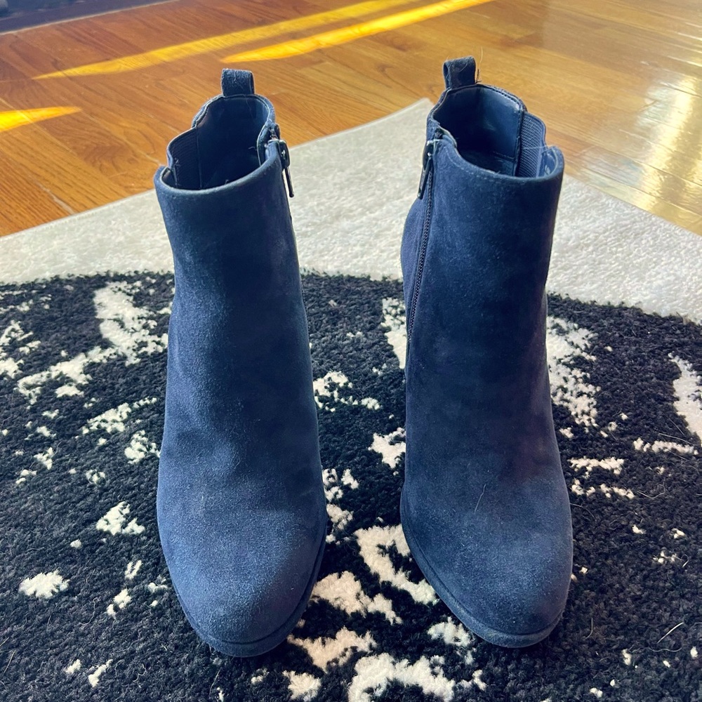 Blue Suede Ankle Booties
